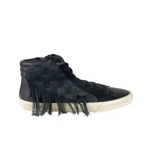 Size 43 | 10 US - GOLDEN GOOSE SLIDE Black Calfskin Men's Sneakers High-Top